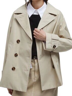 BARBOUR Maisy Showerproof Double Breasted Jacket in Sand/Tan